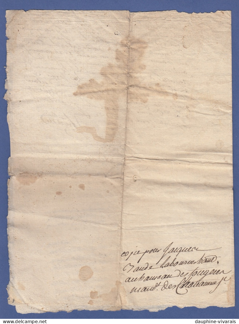 VIEUX PAPIERS - 1783 - GENERALITE DE GRENOBLE  - BAUDE - CHATEAUNEUF SUR ISERE - Gebührenstempel, Impoststempel