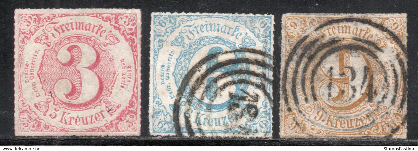 ALEMANIA – THURN Y TAXIS SUR Serie No Completa X 3 Sellos Usados CIFRAS Año 1865 – Valorizada En Catálogo € 89,00 - Used