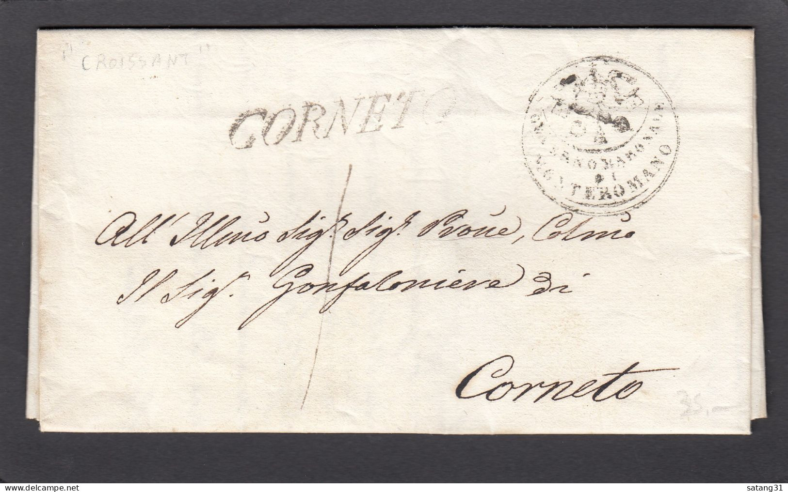 LETTRE DE MONTEROMANO POUR CORNETO,1844. - ...-1850 Préphilatélie