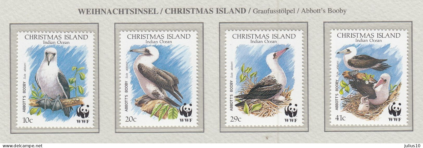 CHRISTMAS ISLANDS 1990 WWF Abbott's Booby Birds Mi 303-306 MNH(**) Fauna 780 - Other & Unclassified