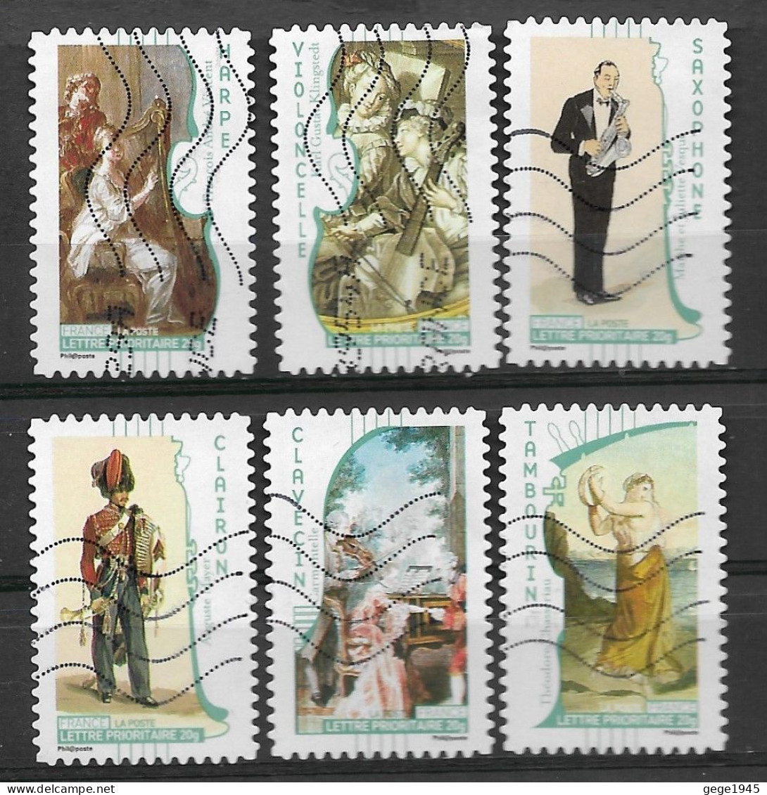 France 2010  Oblitéré  Autoadhésif  N° 391 - 392 - 395 - 397 - 398 - 400    "  Art La Musique  "  - - Used Stamps