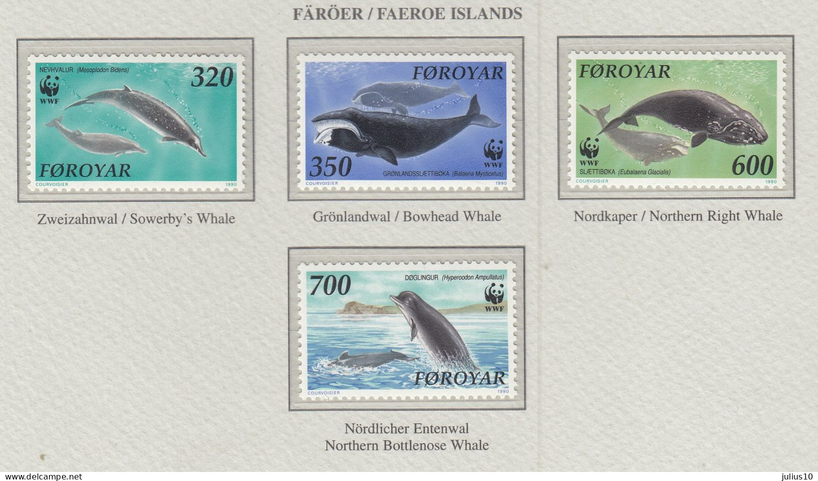 FAEROE ISLANDS 1990 WWF North Atlantic Whales  Mi 203-206 MNH(**) Fauna 782 - Ballenas