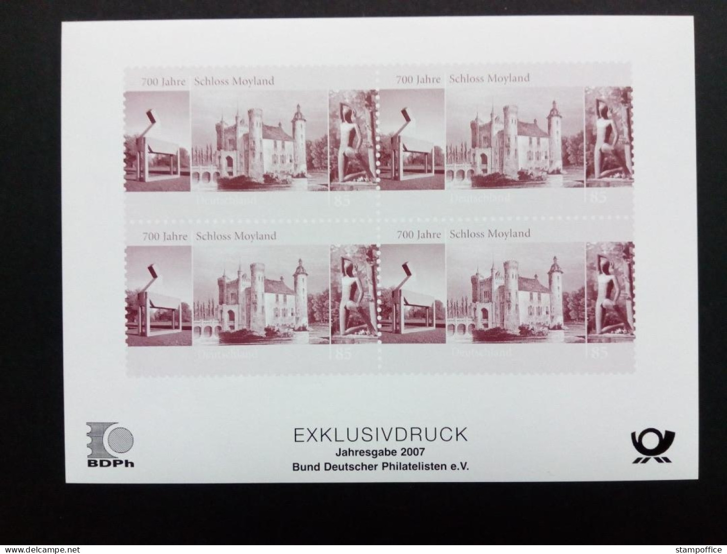 DEUTSCHLAND JAHRESGABE 2007 EXCLUSIVDRUCK Der MI-NR. 2602 4er BLOCK SCHLOSS MOYLAND - Unused Stamps
