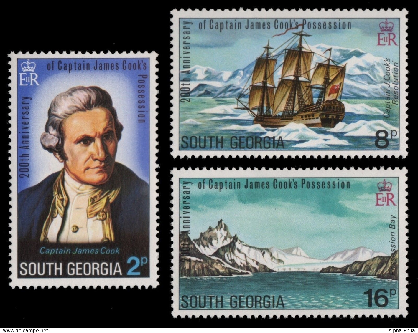 Süd-Georgien 1975 - Mi-Nr. 49-51 ** - MNH - Schiffe / Ships - Capt. Cook - Georgias Del Sur (Islas)
