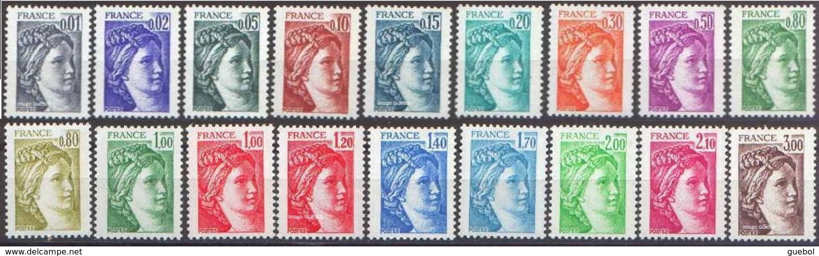 France N° 1962 à 1979 ** Sabine De Gandon - Les 18 Valeurs Premières Valeurs - Neufs