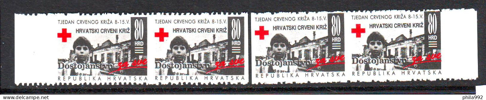 Croatia 1993 Charity Stamp Mi.No. 26 RED CROSS  Two Pairs Without Vertical Serrations    MNH - Croatia