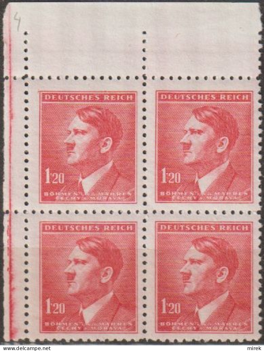 042/ Pof. 85, Corner 4-block, Print Plate 4 - Unused Stamps