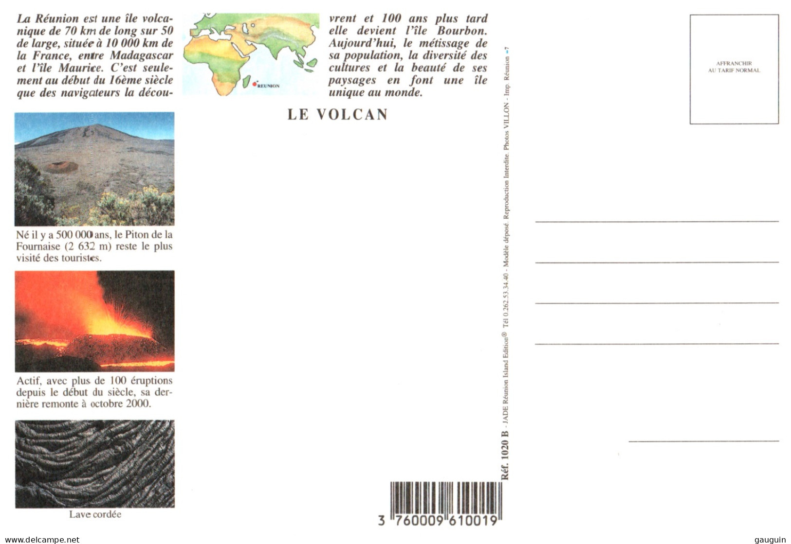 CPM - La RÉUNION - VOLCAN Piton De La Fournaise ... Edition Jade (format 20x13,5) - Other & Unclassified