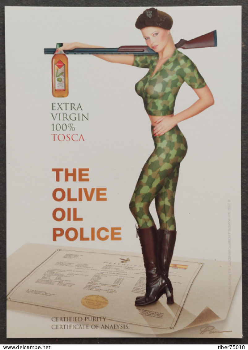 Carte Postale - Tosca (Olive Oil) Extra Virgin 100% (Pin-up Avec Un Fusil De Chasse) The Olive Oil Police - Publicité
