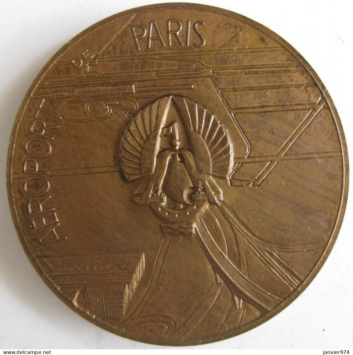 Medaille En Bronze Inauguration De L’Aéroport D’Orly 1961 Aéroport De Paris , Par Dropsy - Sonstige & Ohne Zuordnung