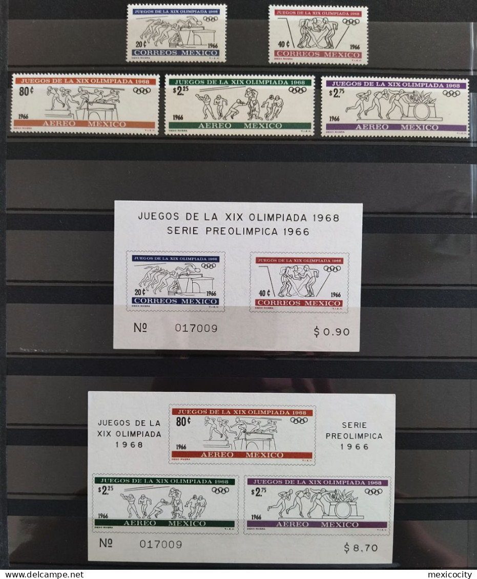 MEXICO 1966 OLYMPIC GAMES W/ MATCHED SHEETS + NUMBERED #017009 On Both + Rare Thus MNH Unmounted - Mexique