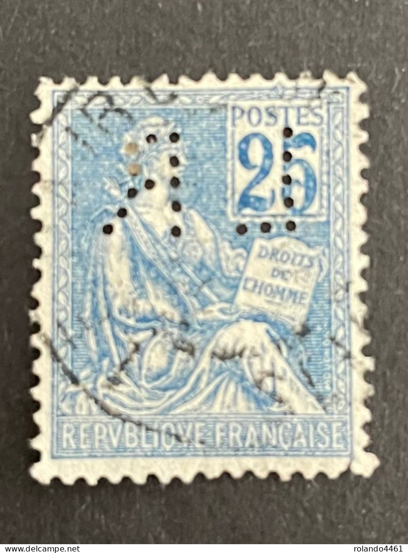 FRANCE L Mouchon N° 114 LR 116 Indice 3 Perforé Perforés Perfins Perfin Tres Bien!! - Other & Unclassified