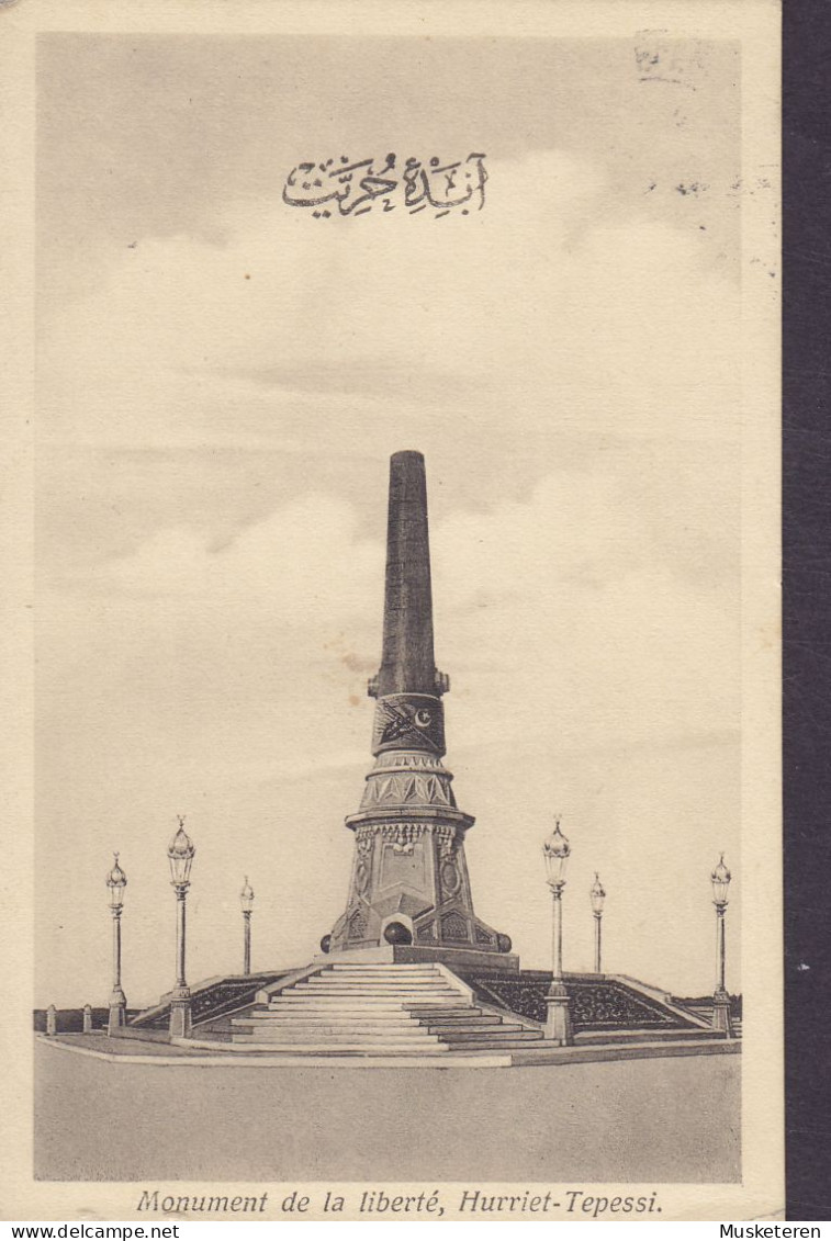 British Levant Turkey PPC Monument De La Liberté, Hurriet-Tepessi GV. 4½ Piastres CONSTANTINOPLE 1923 IKAST Denmark - Türkei