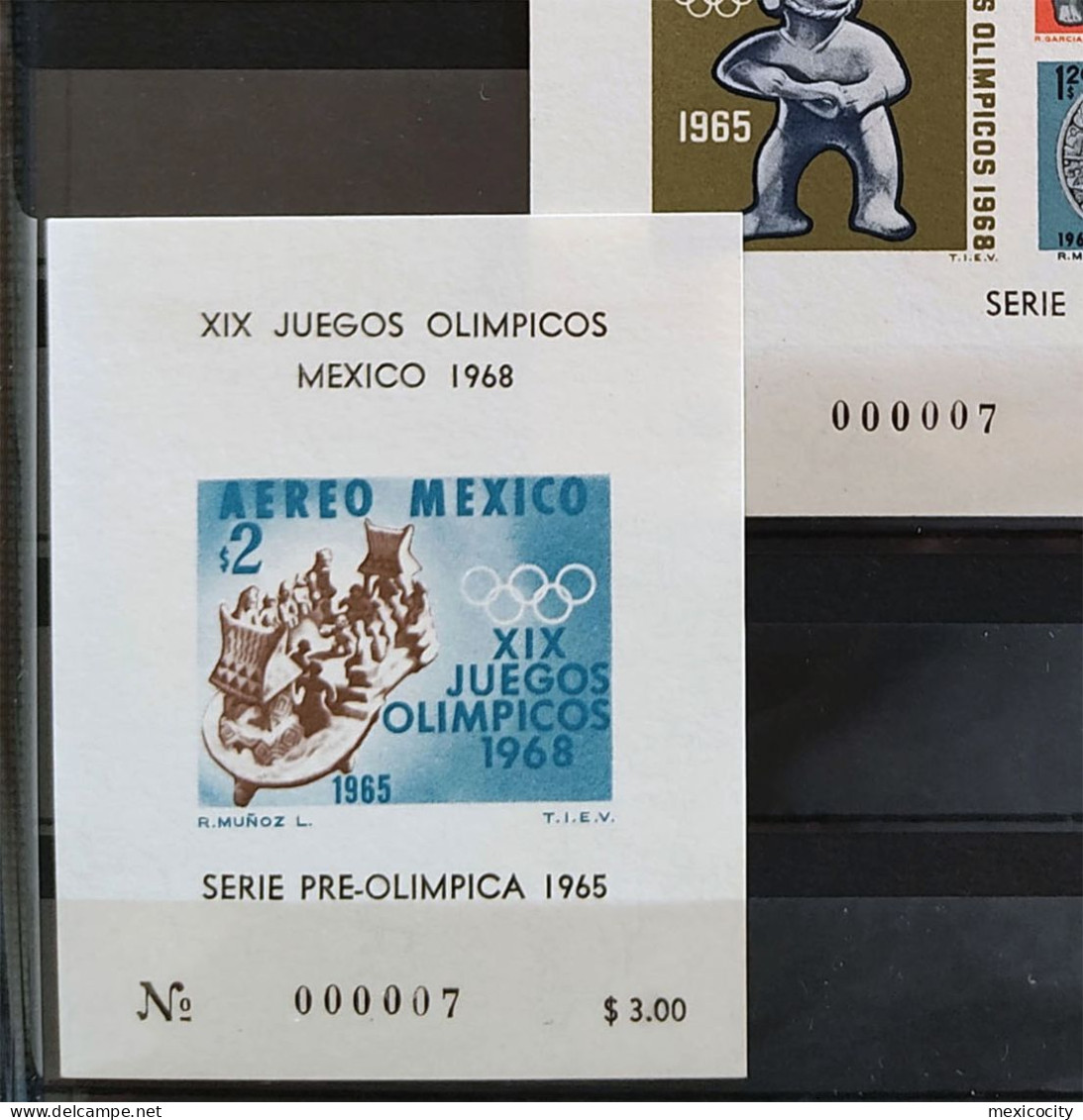 MEXICO 1965 OLYMPIC GAMES MATCHED SHEETS # 000007 Number On Each + UNIQUE Thus MNG As Issued - Mexique