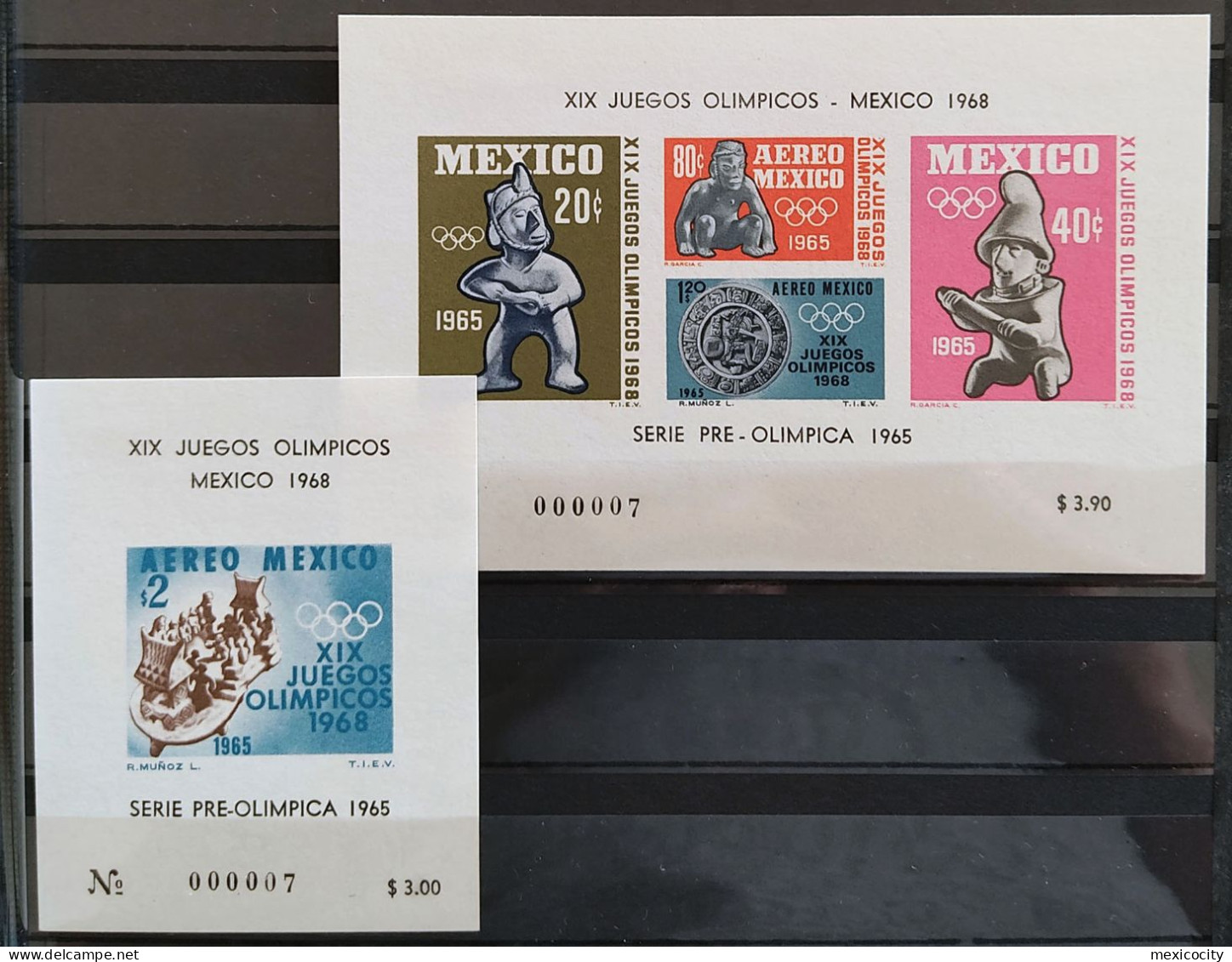 MEXICO 1965 OLYMPIC GAMES MATCHED SHEETS # 000007 Number On Each + UNIQUE Thus MNG As Issued - Mexique