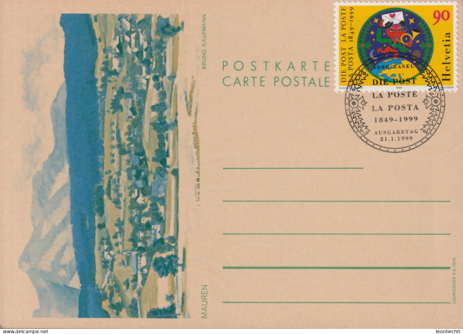 1999 Schweiz, Postkarte, Mauren, Zum:CH 963, Mi:CH 1672, Herzmännchen, DIE POST - Briefe U. Dokumente