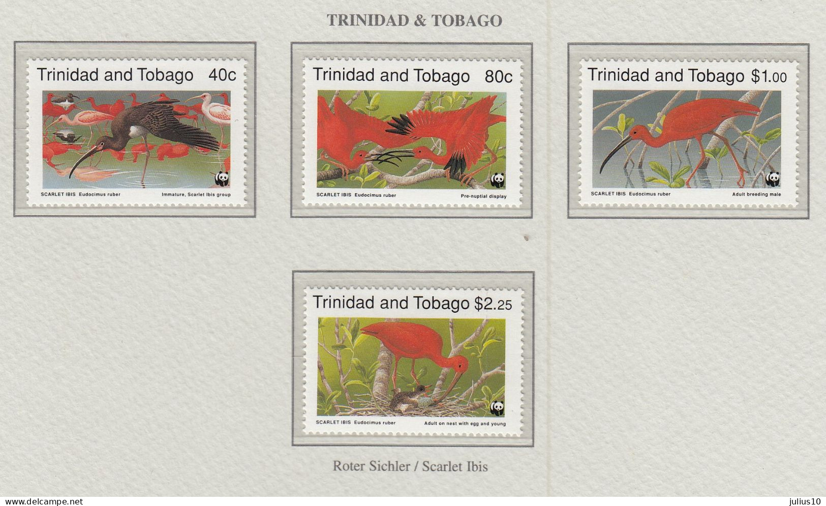 TRINIDAD TOBAGO 1990 WWF Scarlet Ibis Mi 596-599 MNH(**) Fauna 783 - Altri & Non Classificati