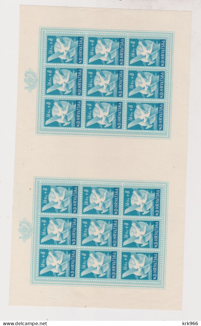 CROATIA WW II, 1944 POSTMAN,16 + 8 Kn Sheets  In Pair MNH,RR - Croatie