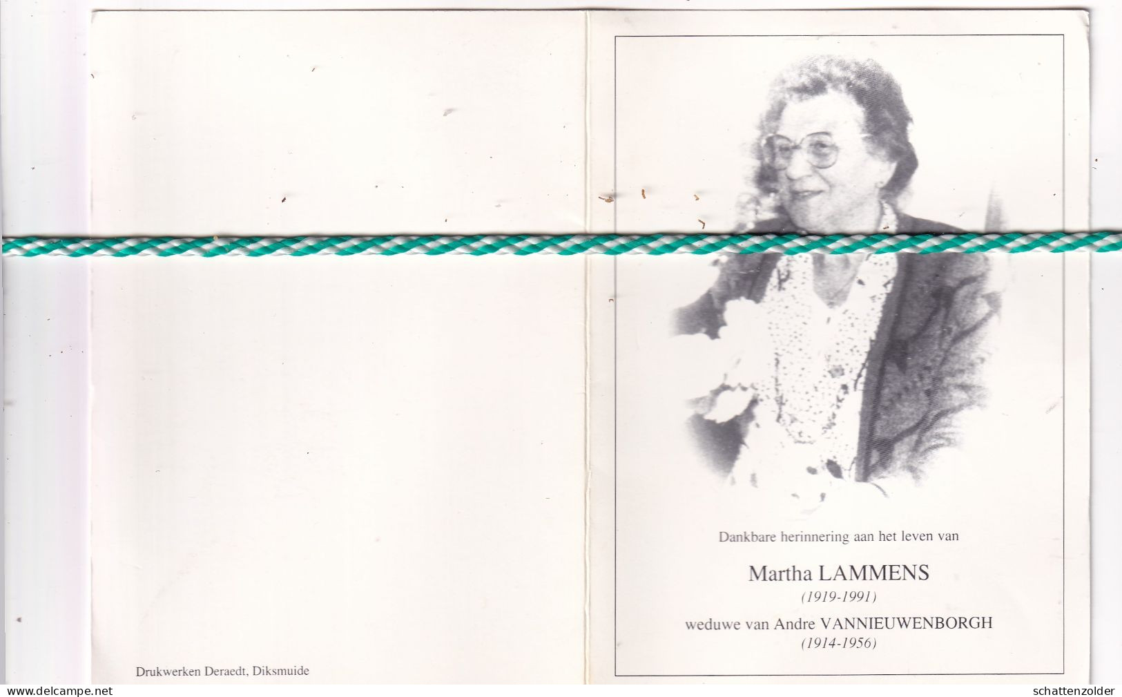 Martha Leonie Lammens, Koekelare 1919, Torhout 1991. Foto - Obituary Notices