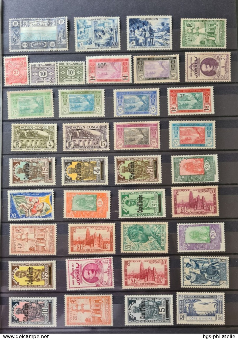 Collection de timbres de colonies Françaises neufs sans gomme et4/ 5 oblitérés.