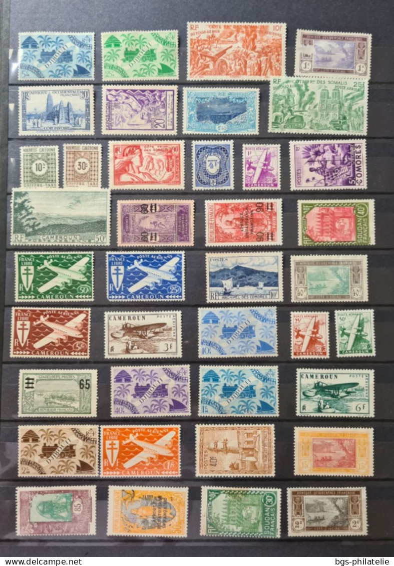 Collection de timbres de colonies Françaises neufs sans gomme et4/ 5 oblitérés.