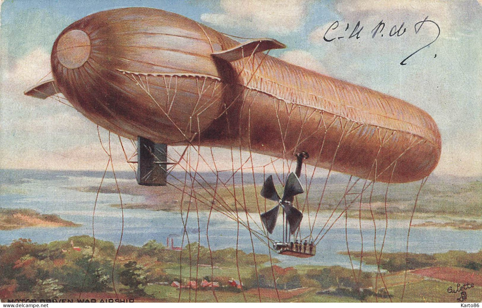 Aviation * CPA Illustrateur Oilette Raphael Tuck & Sons AIRSHIPS N°9495 * Ballon Dirigeable Zeppelin * Motor Driven War - Zeppeline