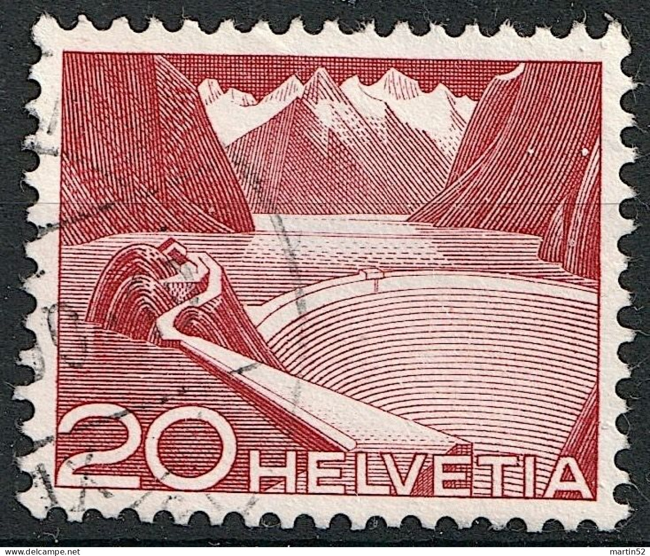 Schweiz Suisse 1949: Grimsel-Stausee Zu 301 URTYPE Mi 533 I Yv 485 VARIÉTÉ Mit Eck-Stempel .50 IX (Zu CHF 80.00) - Oblitérés
