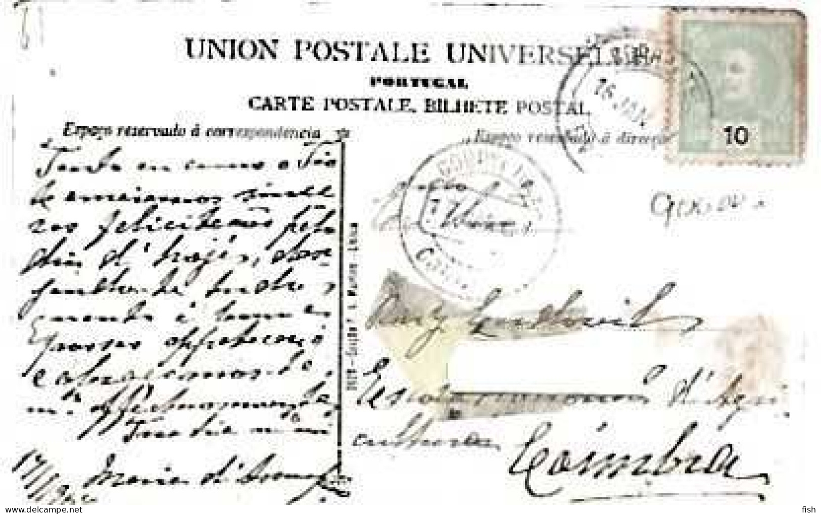 Portugal  & Marcofilia, Evora, Lyceu Central, Antiga Universidade, Ed. F.A Martins, Coimbra 1907 (8887) - Briefe U. Dokumente