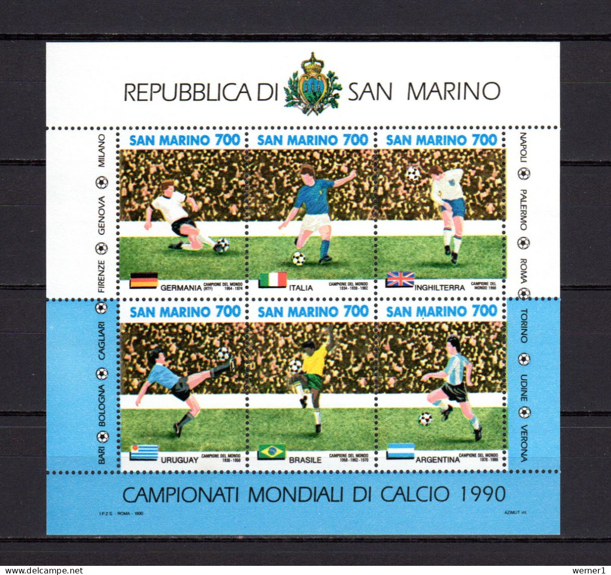 San Marino 1990 Football Soccer World Cup S/s MNH - 1990 – Italië