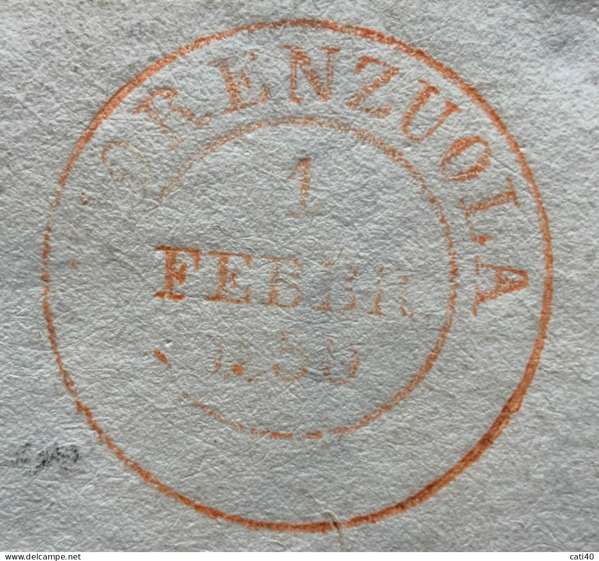 FIORENZUOLA 1 FEBBRAIO 1850 D.c. Rosso Su Lettera Completa Del COMUNE DI CADEO - PER CAORSO - Marcophilia