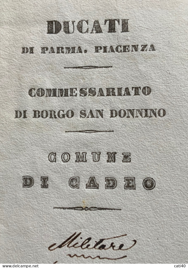 FIORENZUOLA 1 FEBBRAIO 1850 D.c. Rosso Su Lettera Completa Del COMUNE DI CADEO - PER CAORSO - Poststempel