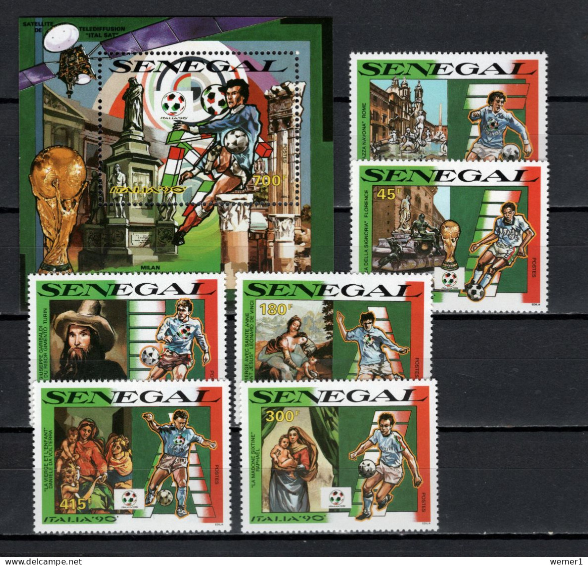 Senegal 1990 Football Soccer World Cup, Space Set Of 6 + S/s MNH - 1990 – Italien