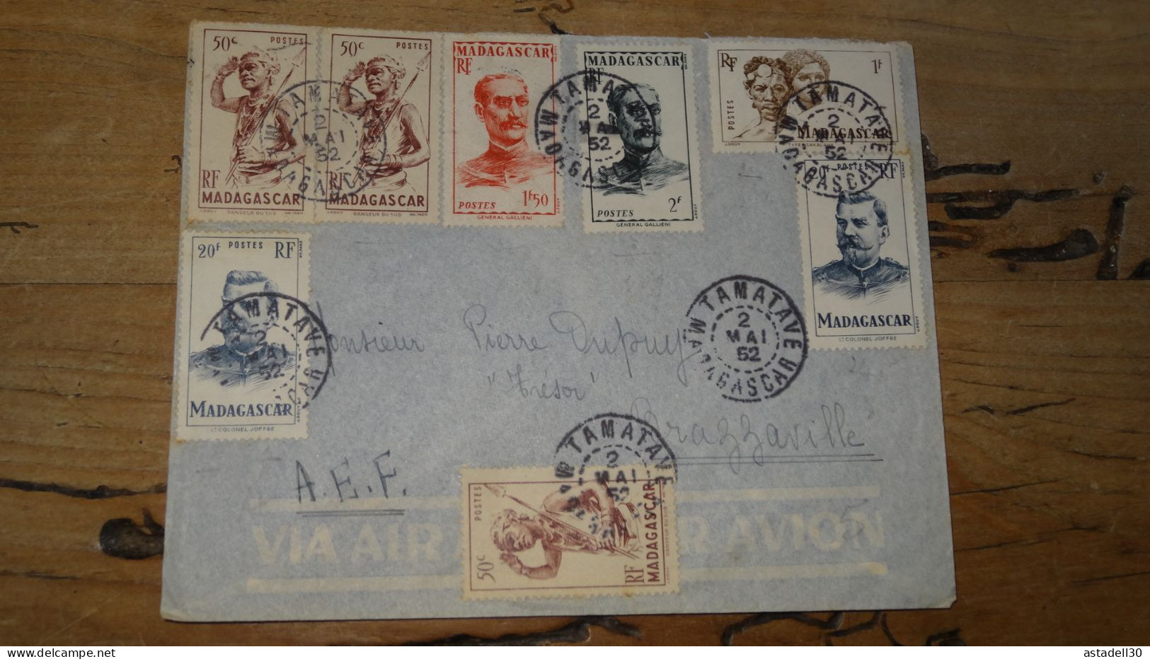 Enveloppe MADAGASCAR, Tamatave Pour Brazzaville - 1952, Avion  ............ Boite1 .............. 240424-281 - Lettres & Documents
