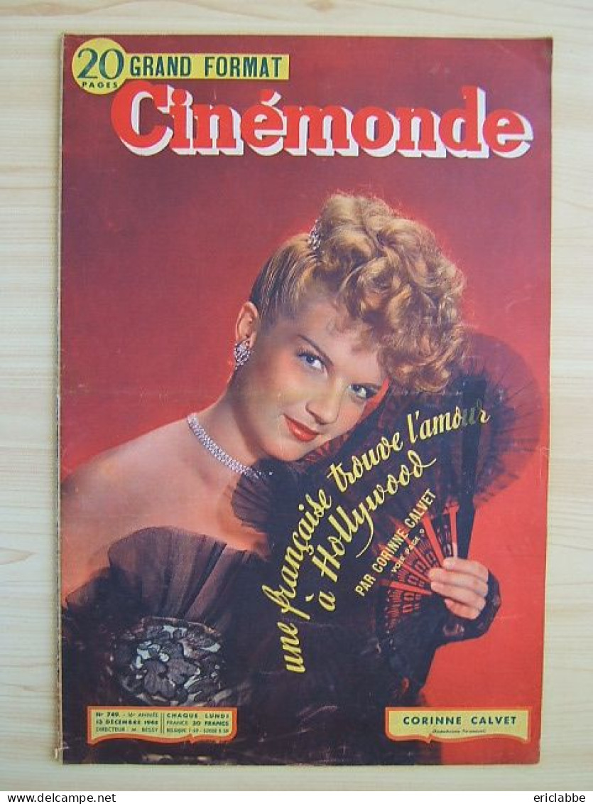 Cinémonde N°749 Du 13 Décembre 1948 Corinne Calvet - Janet Blair - Film Duel Au Soleil - Simone Renant - Kino/Fernsehen