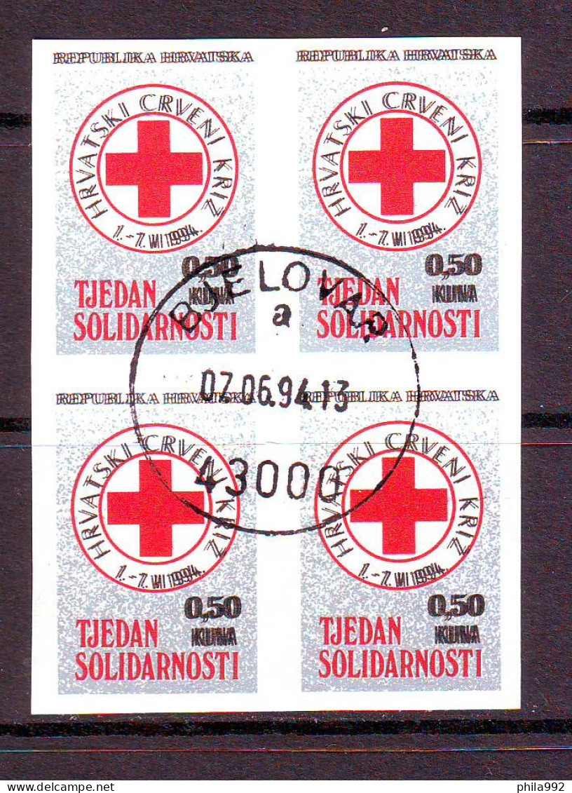 Croatia Charity Stamp 1994 Mi.No. 34  RED CROSS Solidarity Stamped Imperforate Square   MNH - Croatie