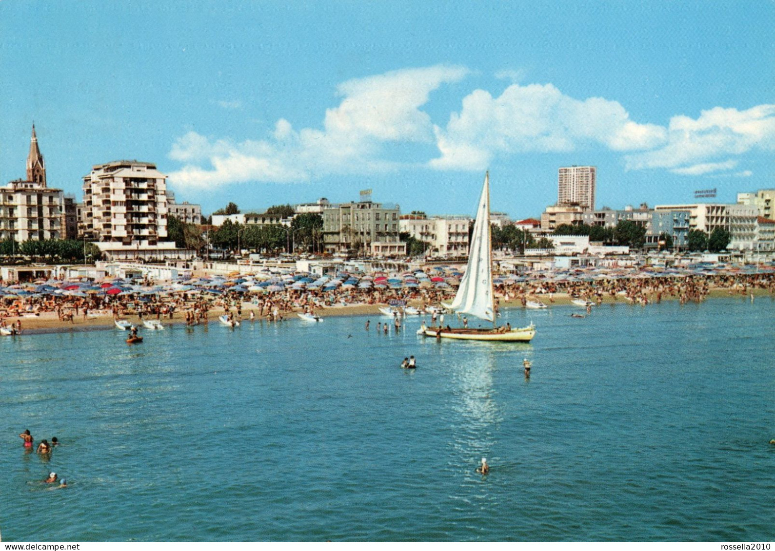 CARTOLINA 1973 ITALIA RIMINIGRANDI  ALBERGHI E SPIAGGIA Italy Postcard ITALIEN Ansichtskarten - Rimini