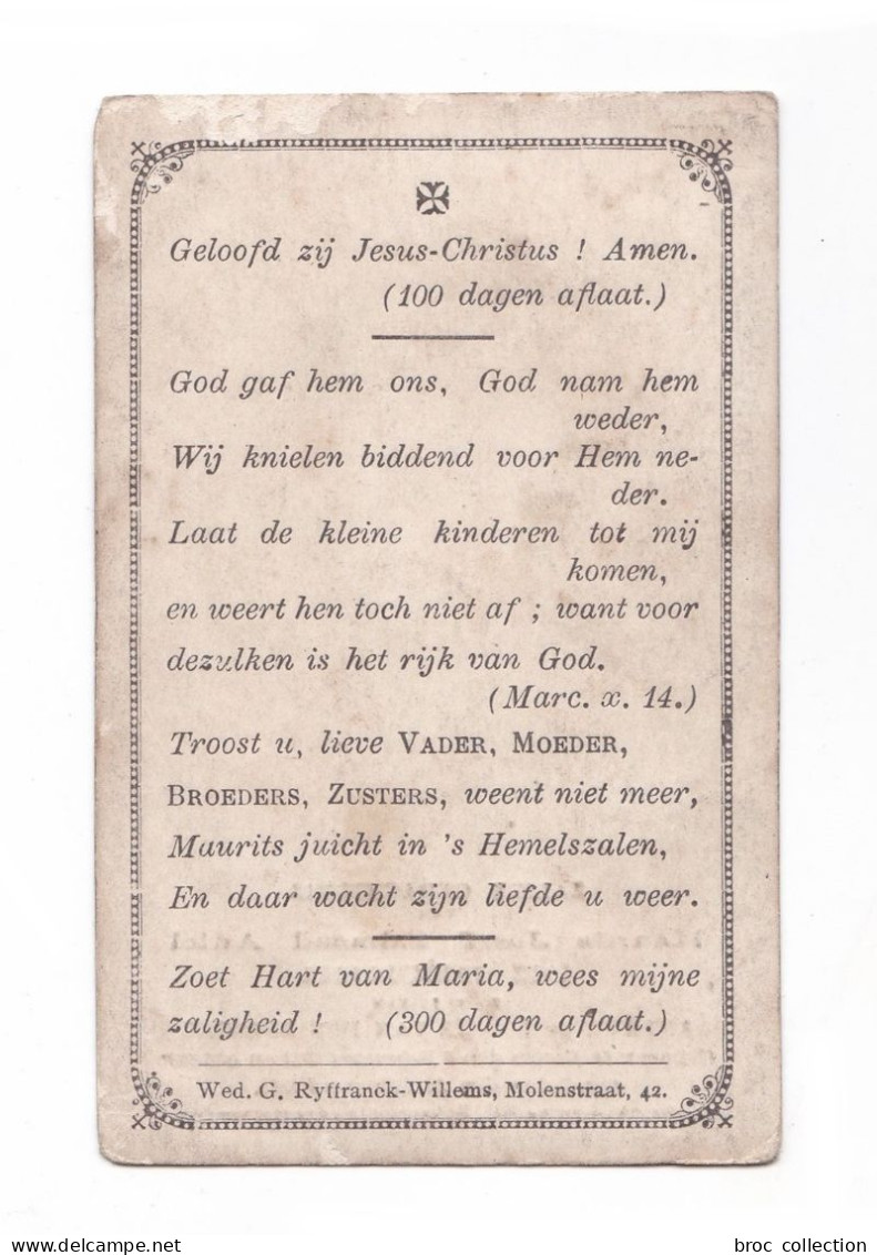 Eecloo, Doodsprentje Van Mauritz Jozef Edmond Adiel De Decker, 23/02/1921, 8 Ans, Enfant, Kind, Mémento, Décès - Imágenes Religiosas