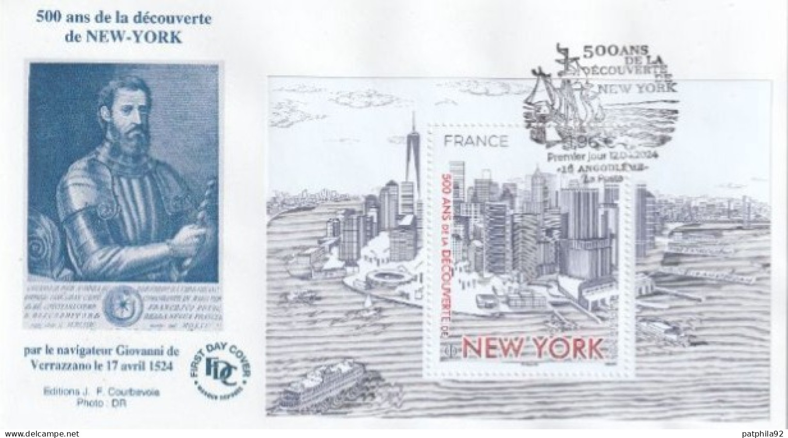 Fdc 2024_Envel. 1er Jour_fdc_500 Ans De La Découverte De NEW-YORK. PJ 16 Angoulême 12/04/24. - 2020-…