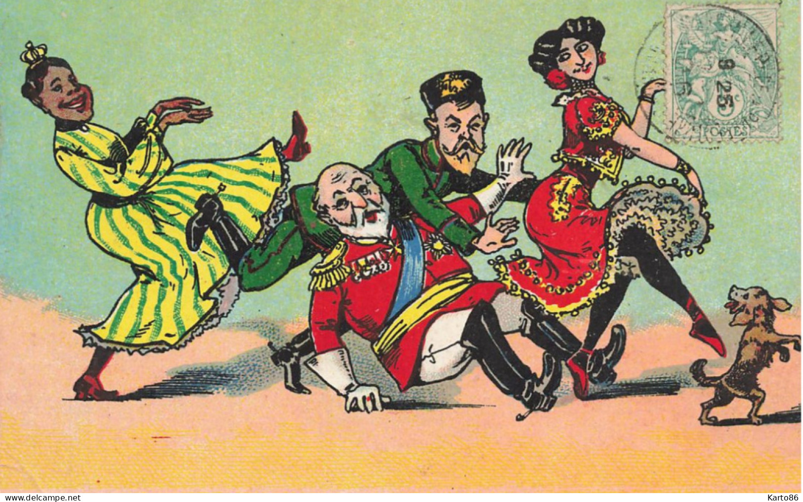 Politique Politica * CPA Illustrateur Satirique Caricature * 1906 * Danse Dancing - Satirische