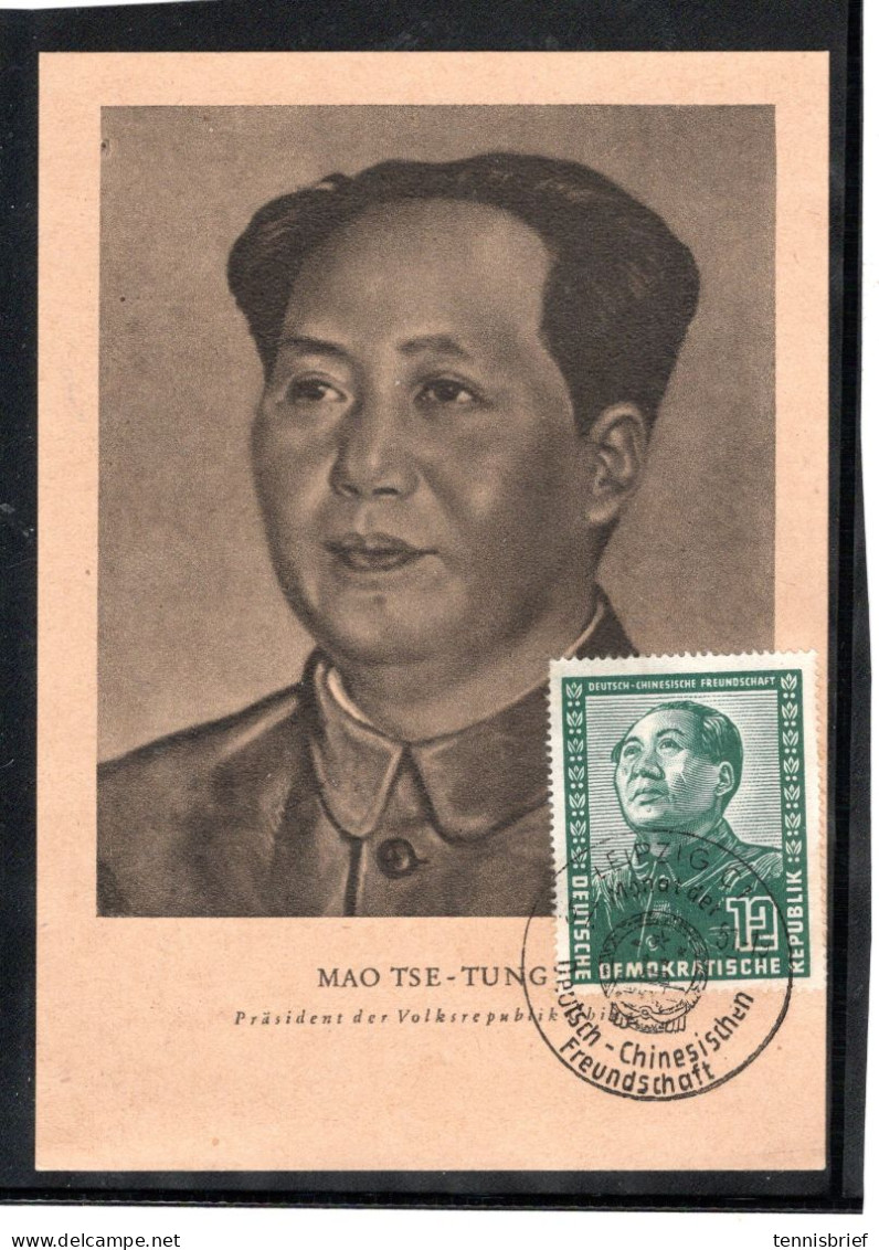 1951 , 12 Pfg. Mao , Maximum-Karte, Passender Stp.  " Leipzig-Dt. Chines. Freundschaft -13.7.51 "   #199 - Lettres & Documents