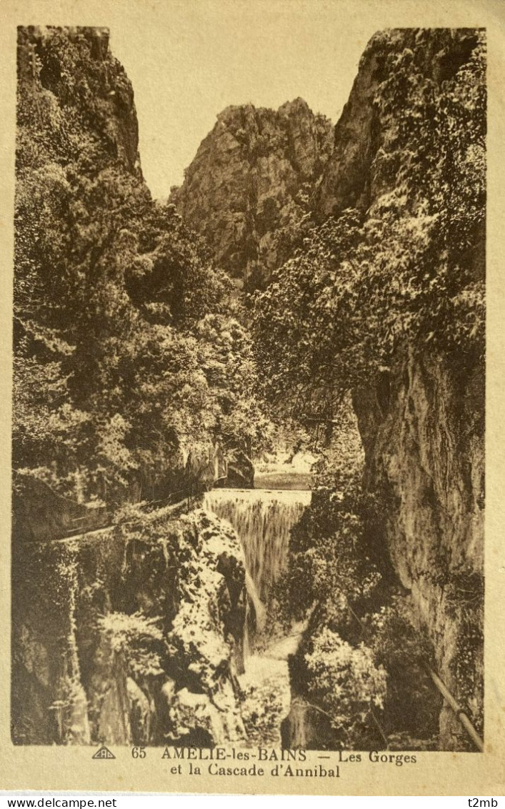 CPA AMELIE LES BAINS (Pyrénées Orientales) - Les Gorges Et La Cascade D'Annibal (n° 65) - Amélie-les-Bains-Palalda