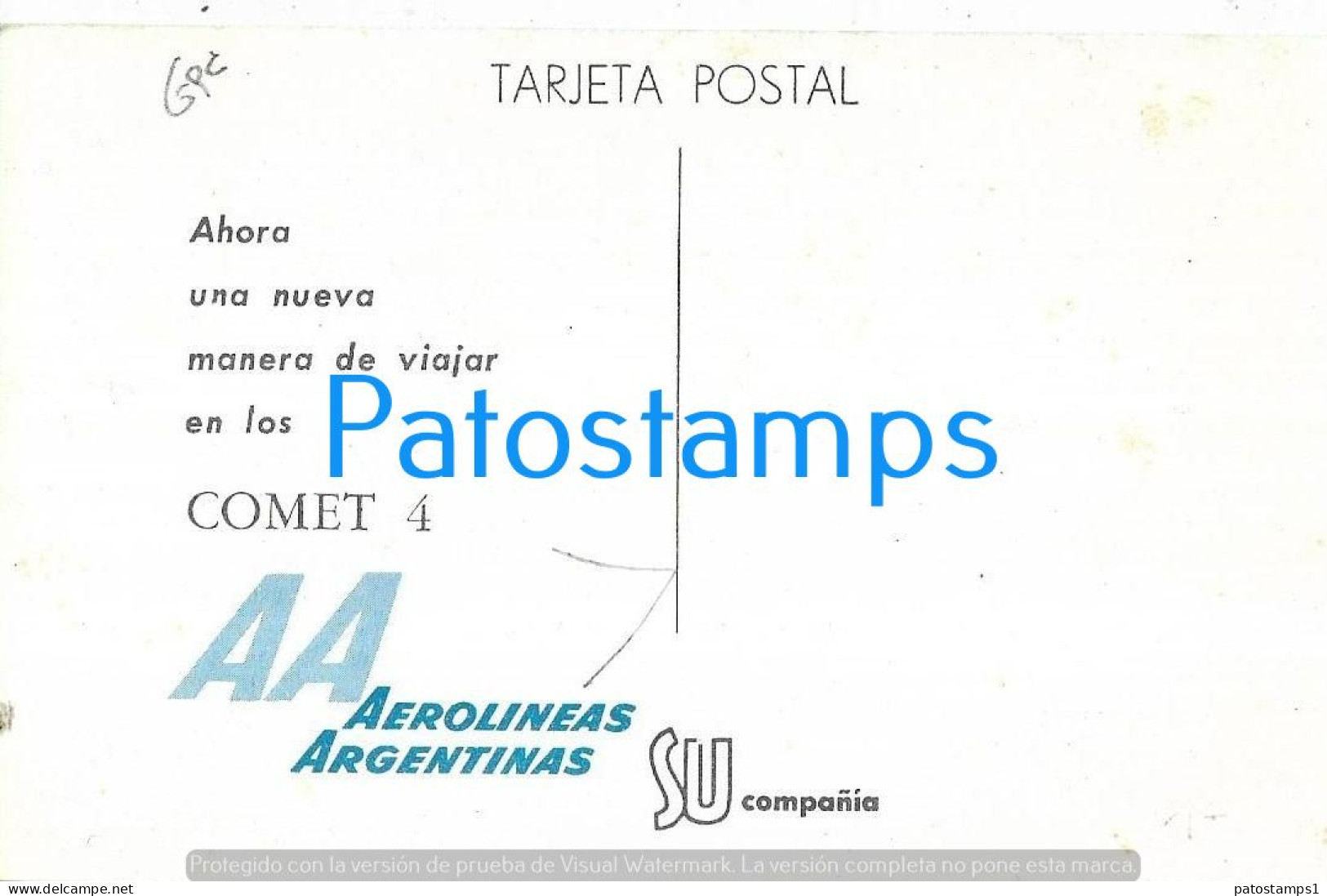 228081 ARGENTINA AVIATION AEROLINEAS ARGENTINAS COMET 4 POSTCARD - Autres & Non Classés