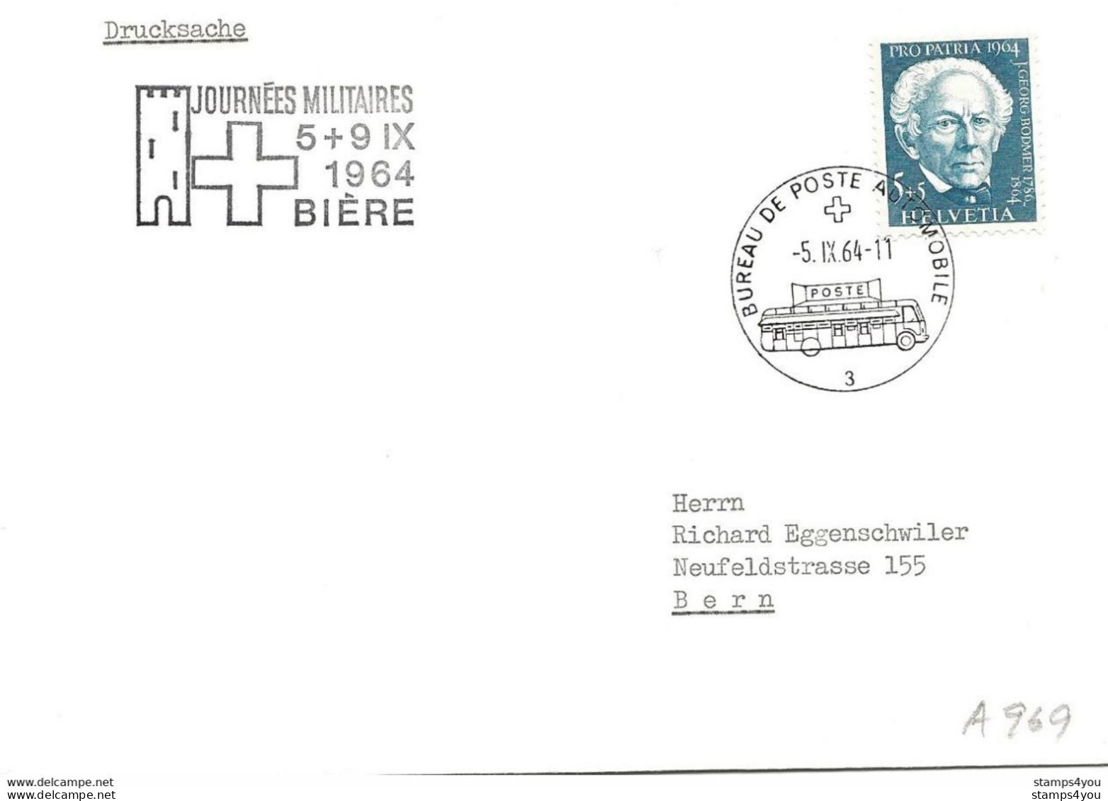 270 - 34 - Enveloppe Avec Oblit Spéciale "Journées Militaires Bière 1964" - Marcofilia
