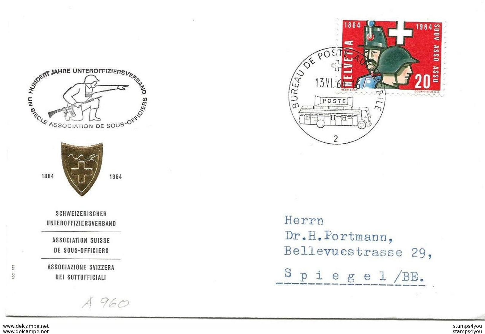 270 - 81 - Enveloppe Avec Oblit Spéciale "un Siècle Association De Sous-officiers 1964" - Poststempel