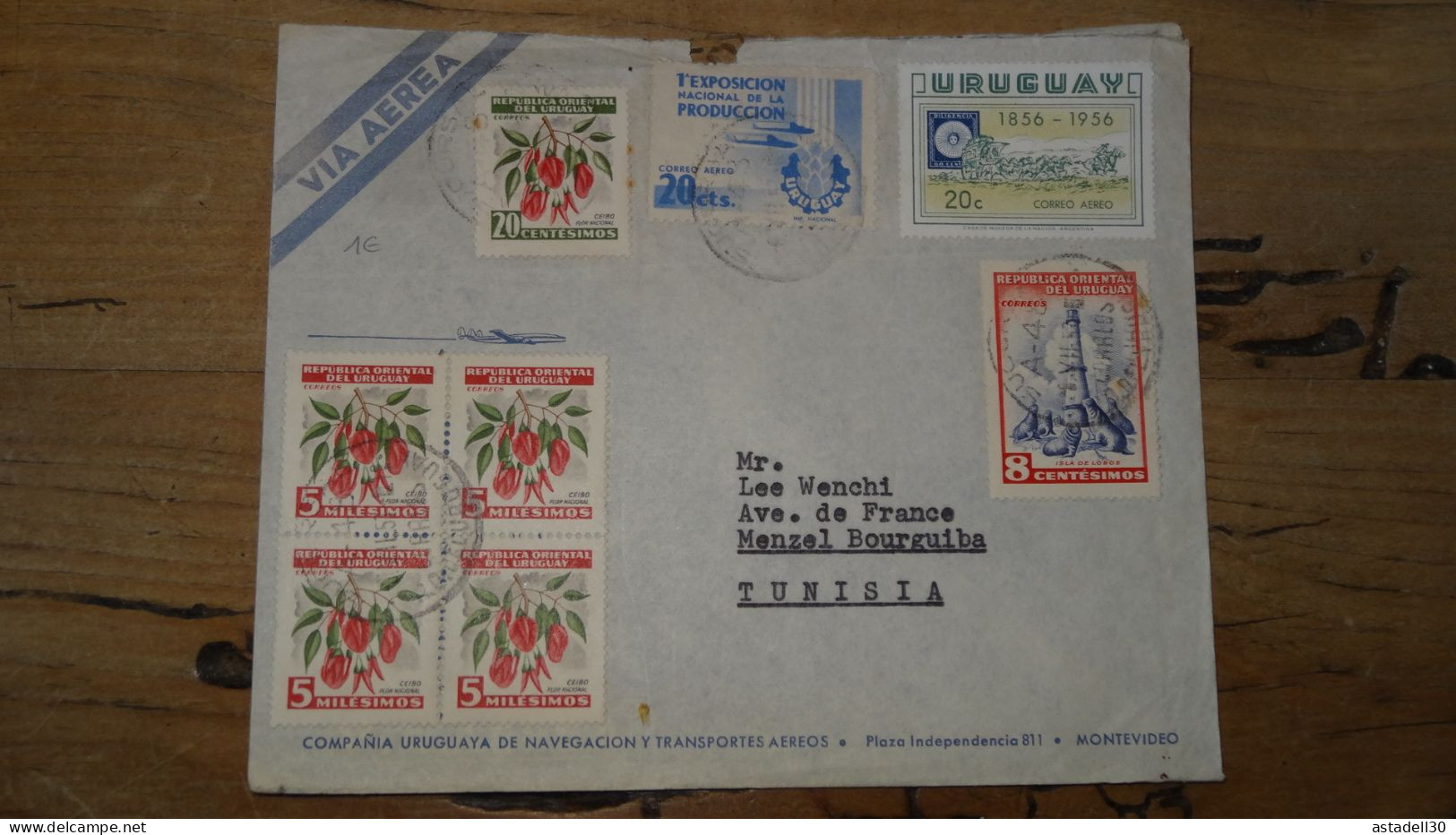 Enveloppe URUGUAY, Montevideo To Tunisia 1957  ............ Boite1 .............. 240424-289 - Uruguay