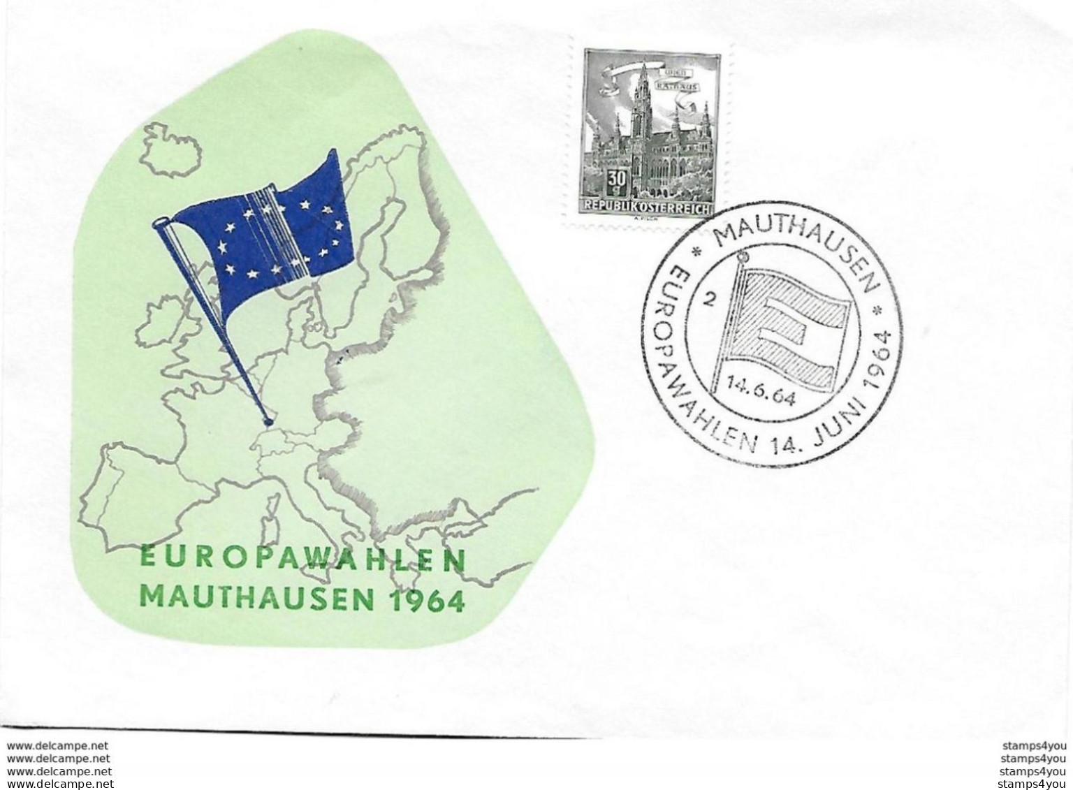 154 - 18 - Enveloppe D'Autriche Avec Oblit Spéciale "Europawahlen Mauthausen 1964" - Europese Gedachte