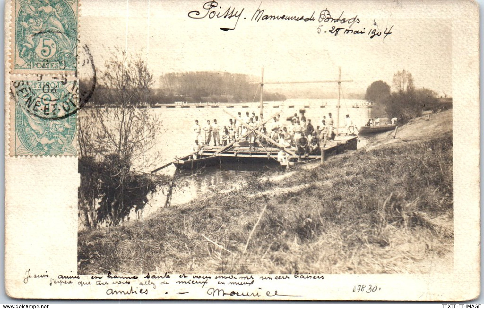 78 POISSY - CARTE PHOTO - Manœuvre De Pontage 5-28 Mai 1904  - Poissy