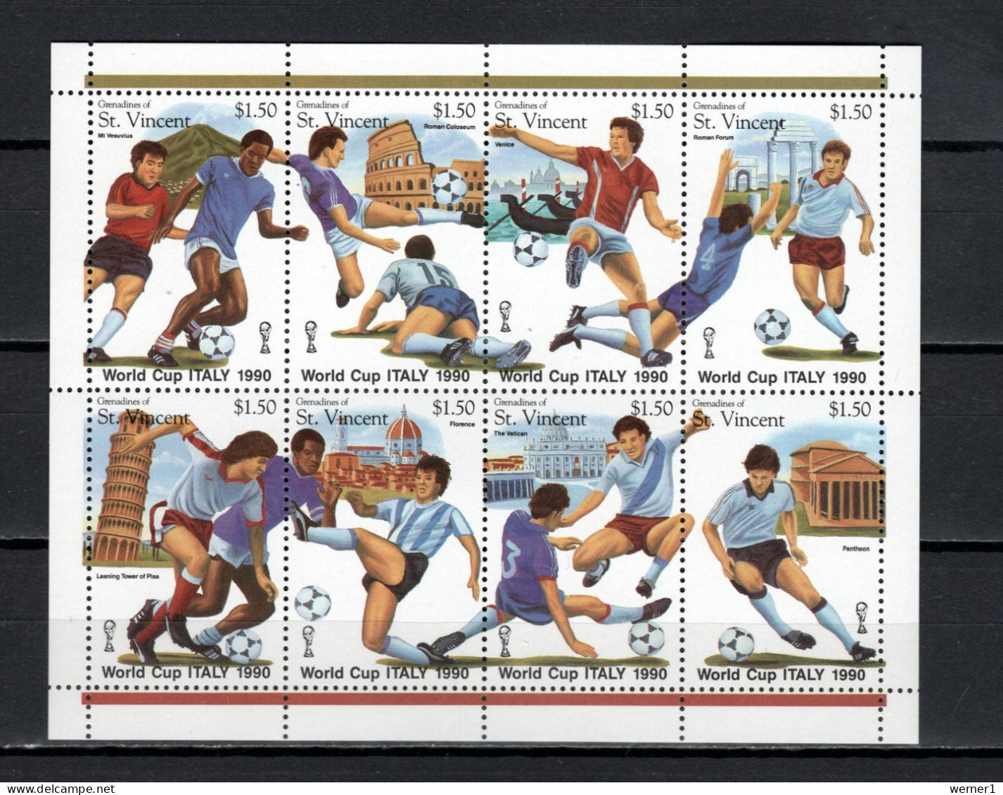 St. Vincent - Grenadines 1989 Football Soccer World Cup Sheetlet MNH - 1990 – Italië