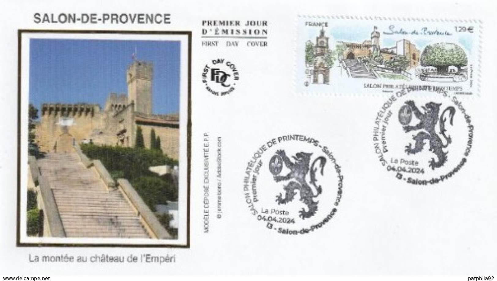 Fdc 2024_Envel. 1er Jour_fdc_soie_Salon-de-Provence, Salon Philatélique Printemps. PJ 13 Salon-de-Provence 04/04/24. - 2020-…