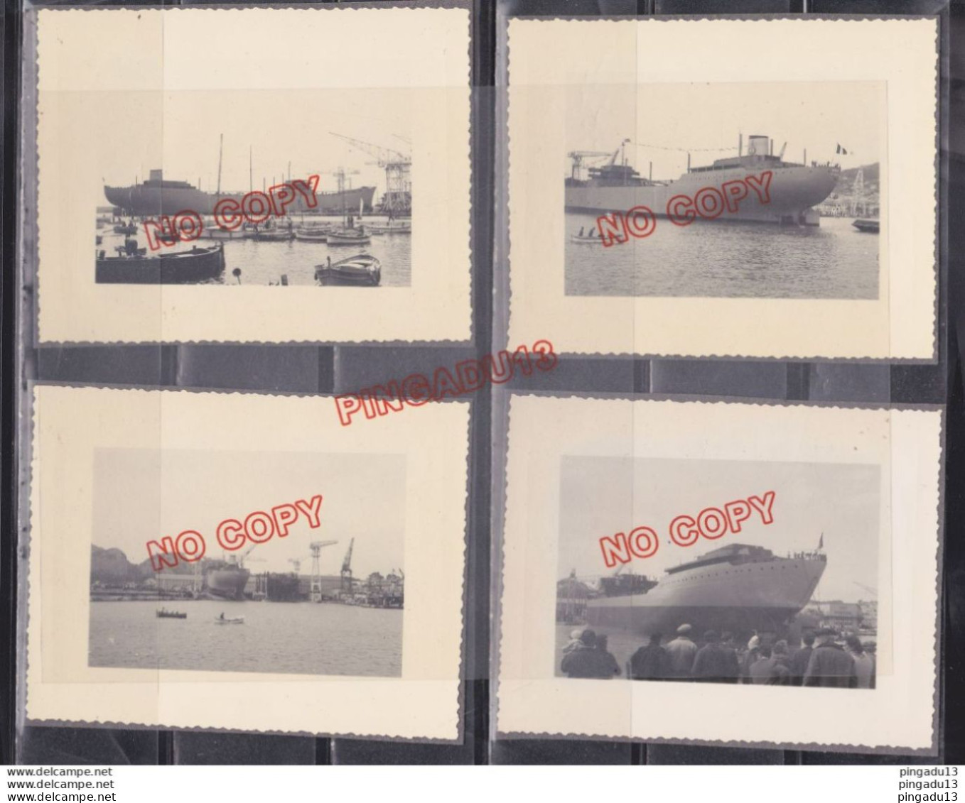 Fixe La Ciotat Lancement Du Cargo Ninive Le 4 Juin 1955 Beau Format Très Bon état 6 Photos - Barcos